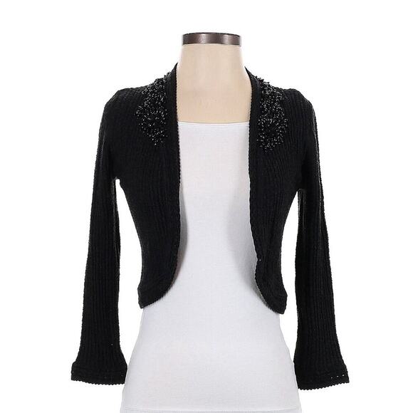 Carolina Herrera Open Front Cardigan Wool Silk Cashmere Embellished Beaded Knit - Picture 1 of 7